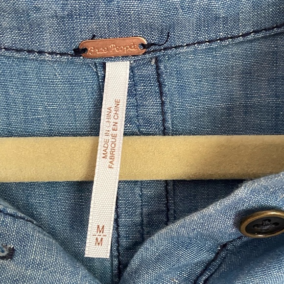 Free People Embroidered Cropped Denim Top - Picture 2 of 3